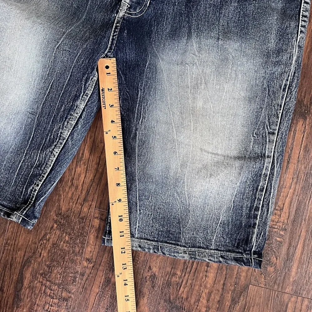 South Pole Denim Shorts‎ Men's 38 Slim Faded White Patch Stitching Y2K Grunge